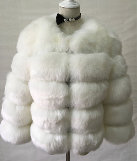 Women's mink fur coat, white plush padded panels with long sleeves